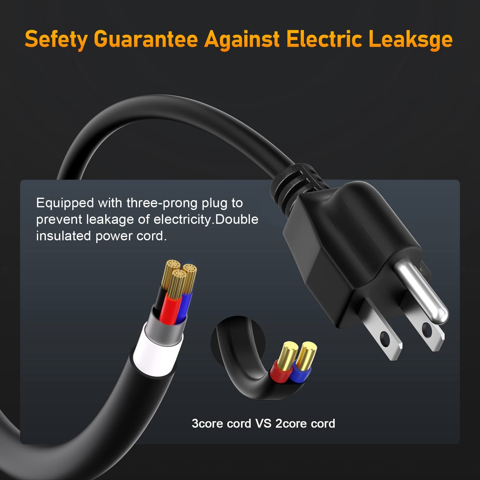 10Ft Extension Cord for Bug Zapper, 3 Prong Super Power Cord for Mosquito Zapper and Other Electronics