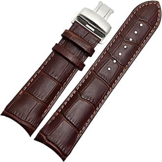 Curved End Genuine Leather Watchband 22mm 23mm 24mm Men's watch wristband black / brown watch strap