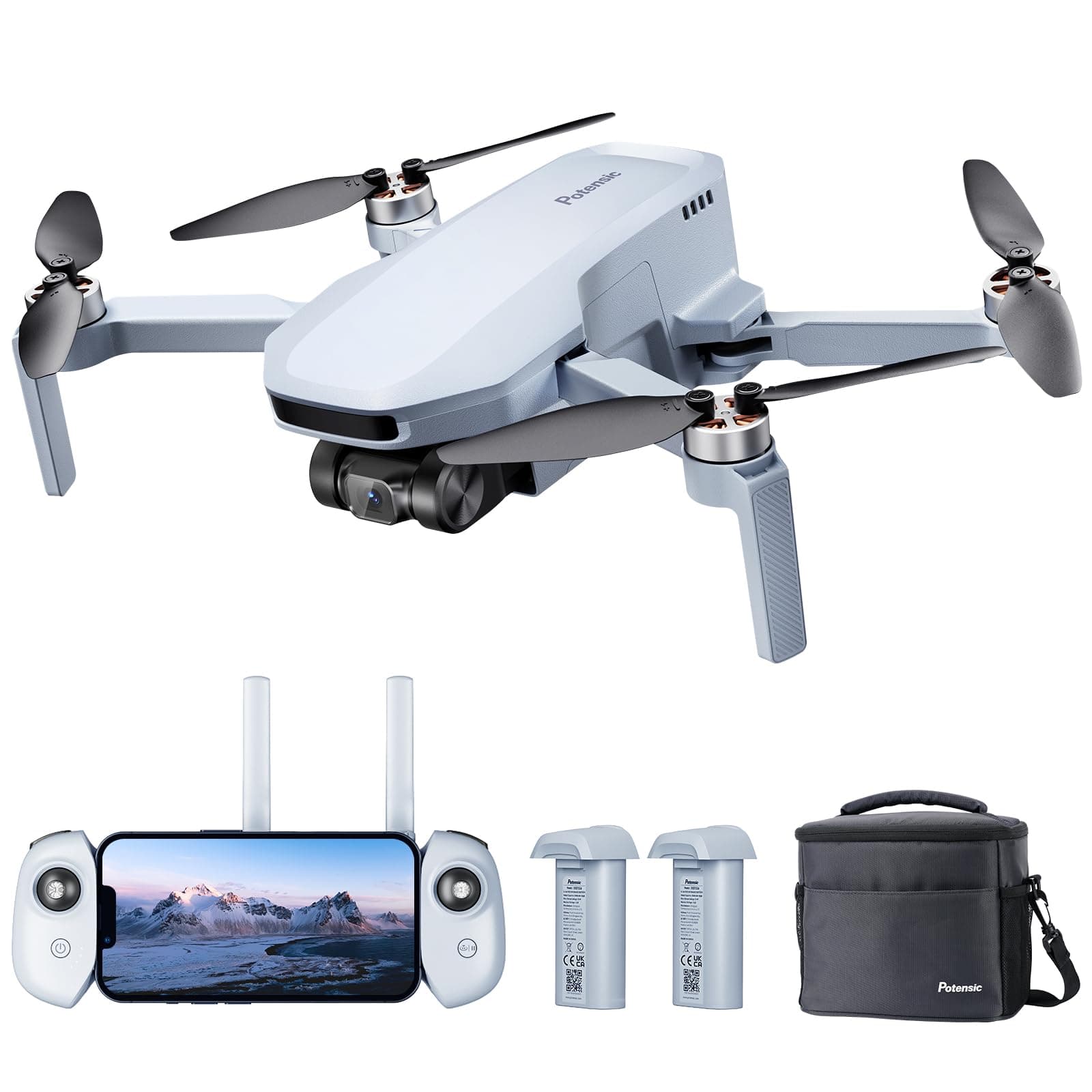 Potensic ATOM SE GPS Drone with 4K EIS Camera, Less than 249g, 62mins Flight, 4km FPV Transmission, Brushless Motor, Max Speed 16m/s, Auto Return, Lightweight Foldable Drone for Adults