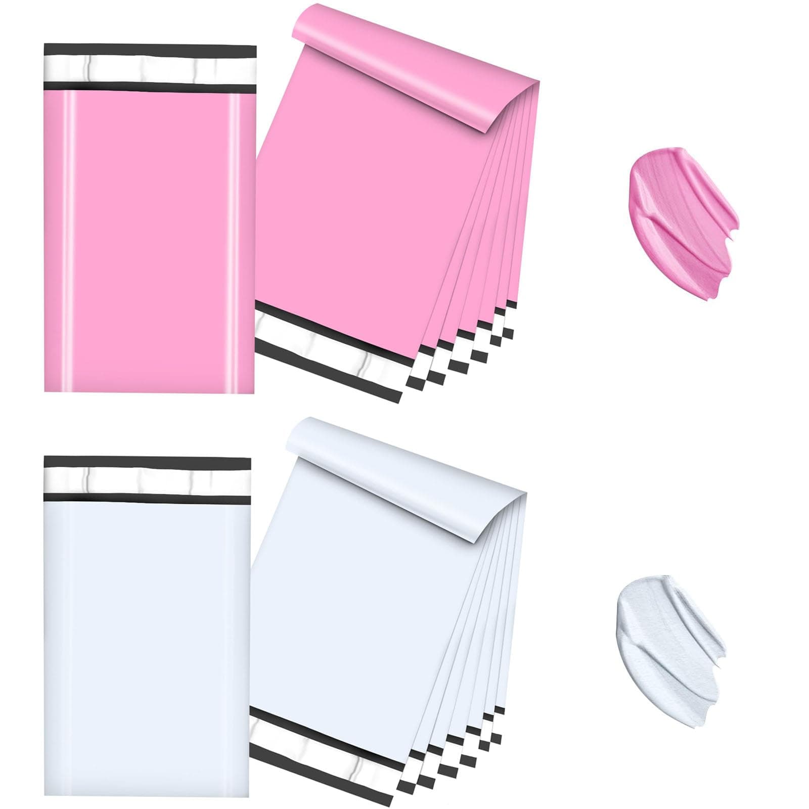 HBSTUDIO 200PCS Poly Mailers 15x29 cm Pink&White Mailing Envelopes Bags Shipping Bags with Self Adhesive Waterproof and Tear-Proof Postal Bags