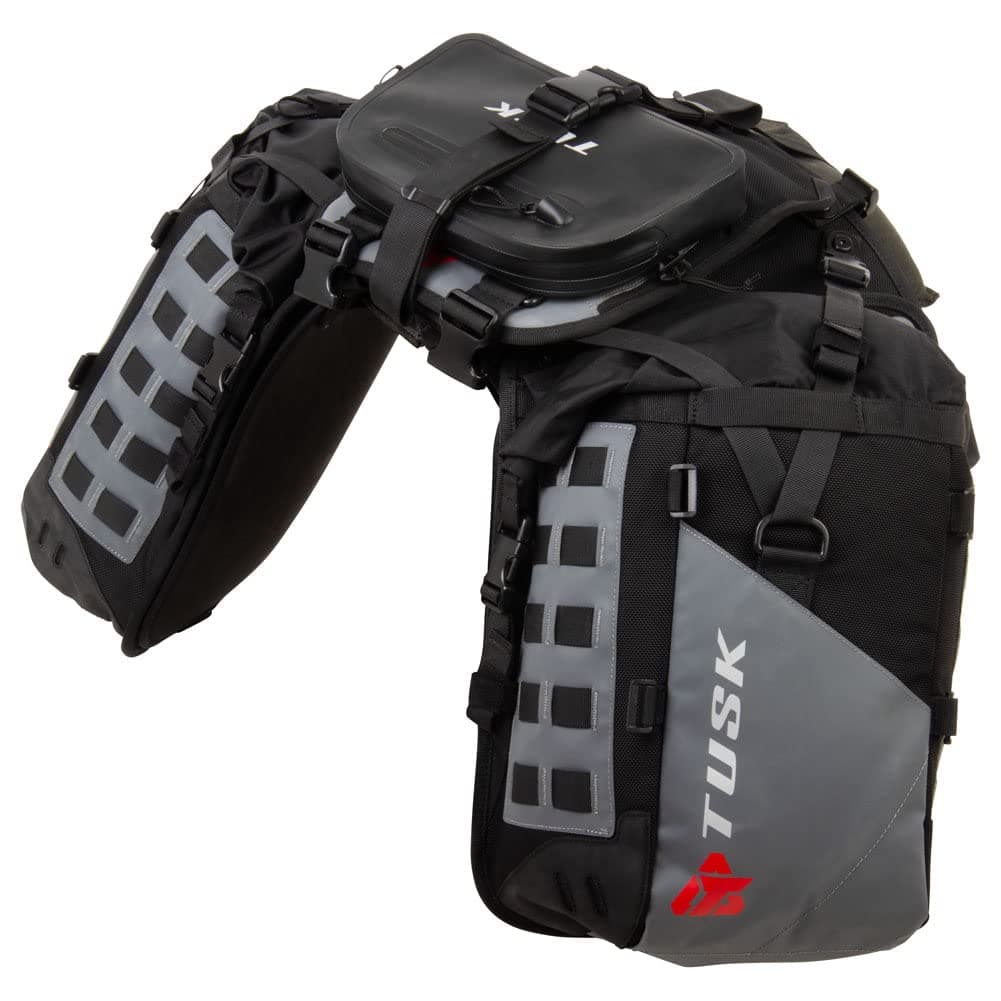 Highland X2 Rackless Luggage System w/Medium Dry Duffel/Large Bottle Holders Standard Heat Shield Black/Grey