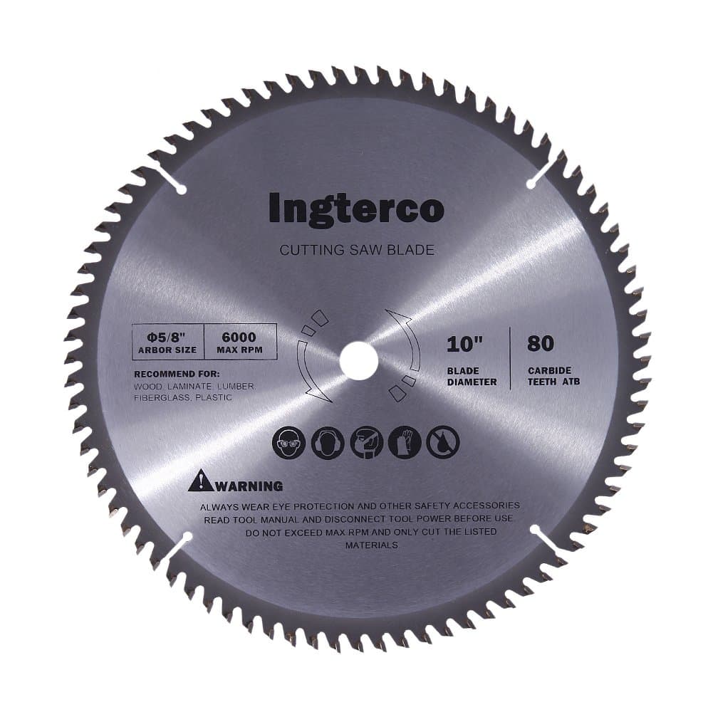 10-Inch 80-Tooth ATB Thin Kerf General Purpose Woodworking Saw Blade with 5/8-Inch Arbor