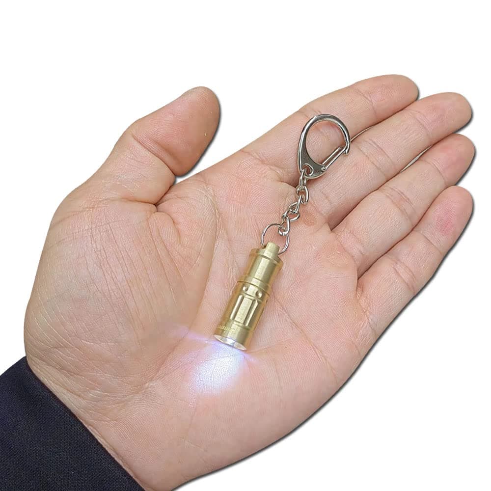Super Mini Small Tiny Keychain Flashlight, Smallest Bright Key Ring Light Torch for EDC Emergency Dog Walking Sleeping Reading Gift for Student Kids or Parents (e1 Copper)