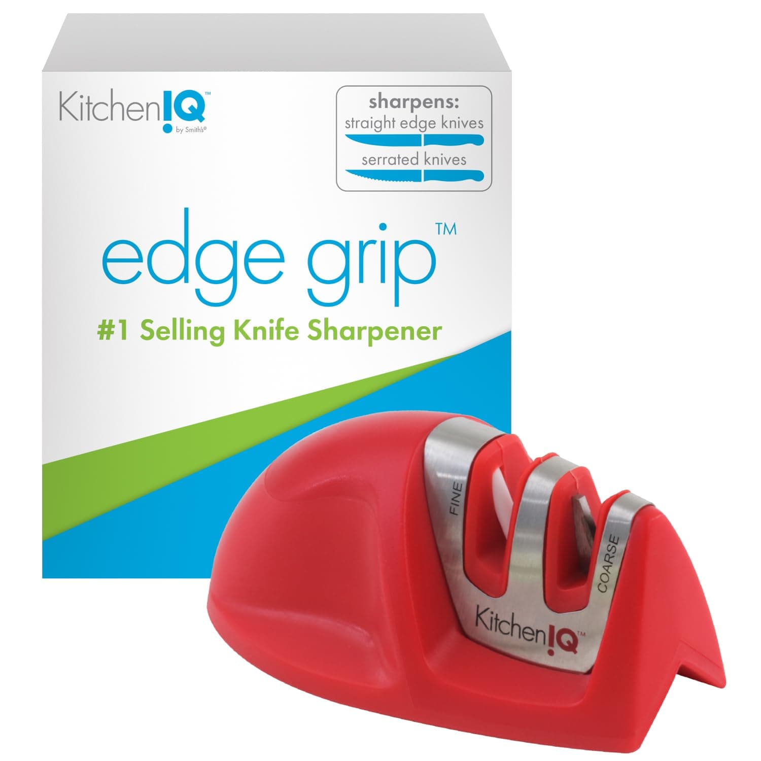 anchara Kitchen IQ 50883 Edge Grip 2-Stage Knife Sharpener, Red