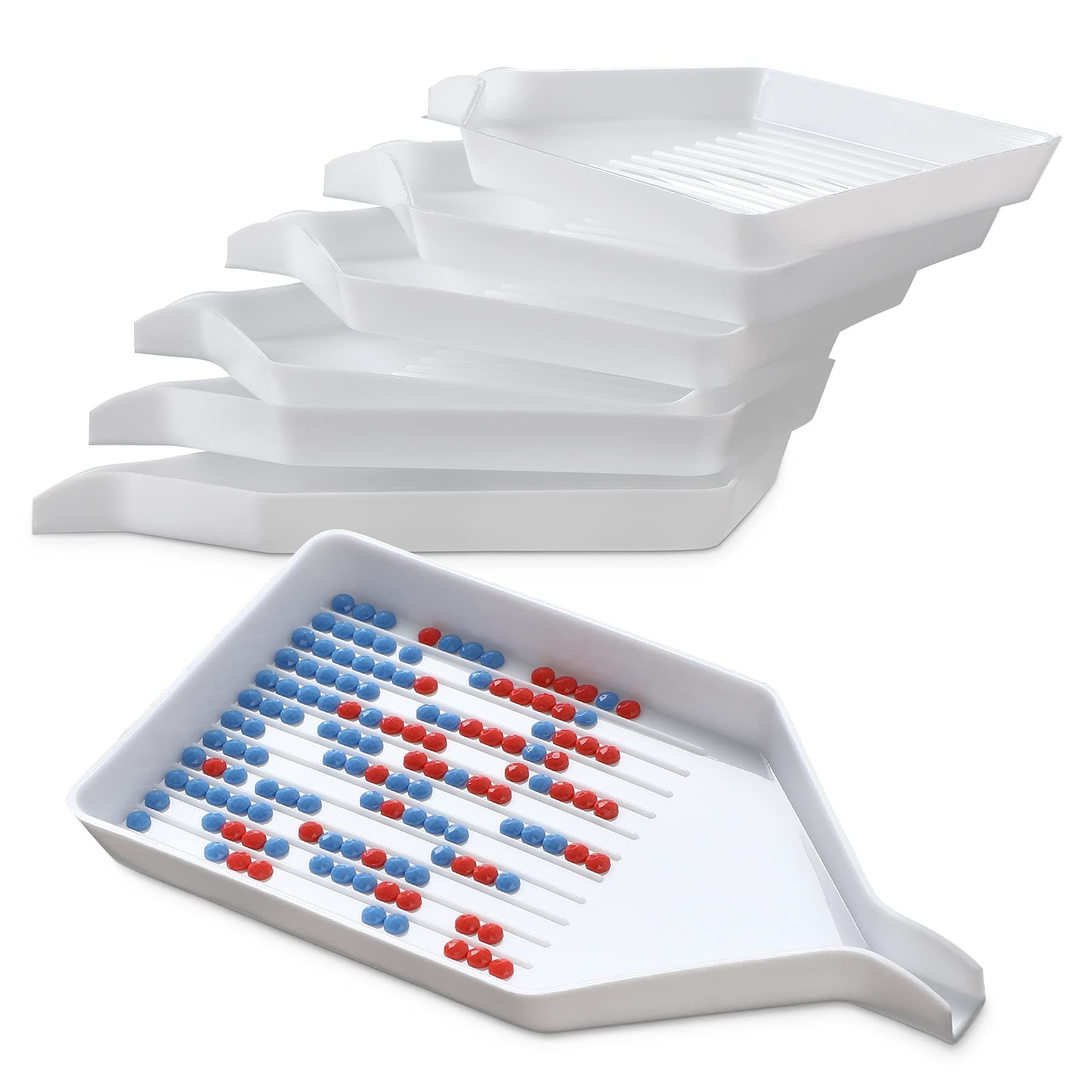 6PCS Plastic Diamond Art Painting Bead Sorting Trays (3.8 x 2.2 Inches), Accessories and Tools for DIY Crafts