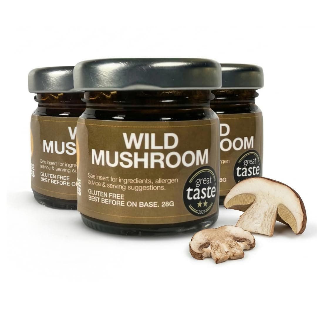 Wild Mushroom Cooking Sauce (3 Jars x 28g) | Steak Sauce Concentrate | Mushroom Risotto Sauce | Just Add Cream or Crème Fraîche | Marinade, Rub or Stir-Fry | Gluten Free | By SA Sauces