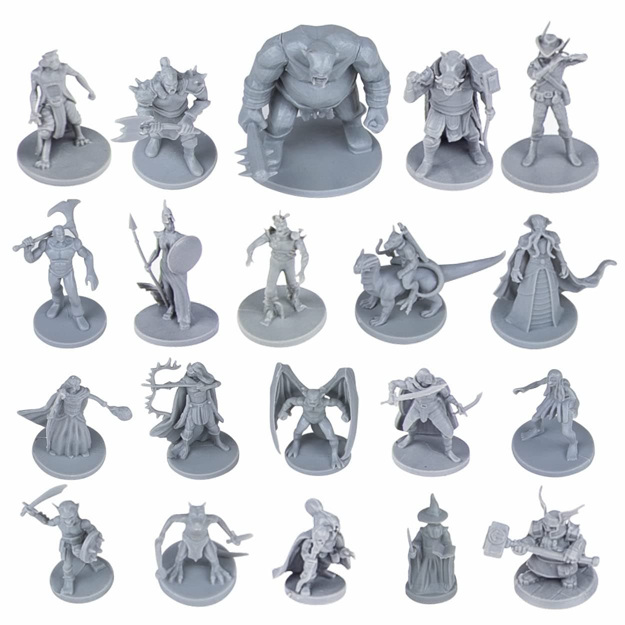 Path Gaming 20 Unique Fantasy Tabletop Miniatures for Dungeons and Dragons. 28MM Scaled, 20 Unique Designs, Bulk Unpainted, Great for D&D