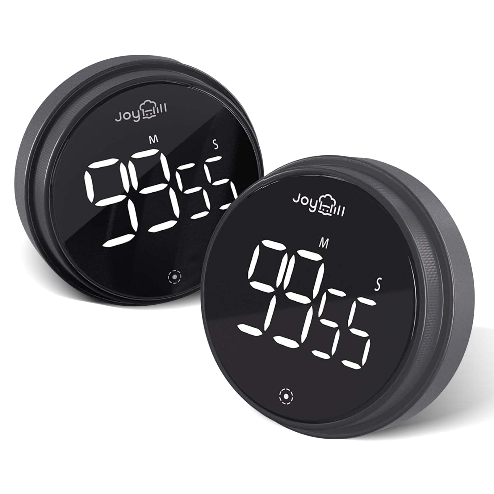 JOYHILLDigital Kitchen Timer, Large LED Display with Magnetic Countdown 3 Volume Levels, Ideal for Cooking Classroom Studying Fitness, Timer for Kids and Seniors, Black 2 Pack