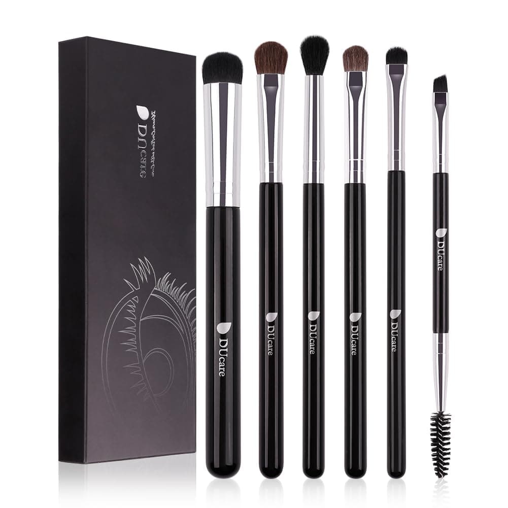 Eye Makeup Brush Set, 6 Pcs Professional Eyeshadow Blending Makeup Brushes for Concealer Eyebrows Eyeliner, Soft Hairs & Wood Handle
