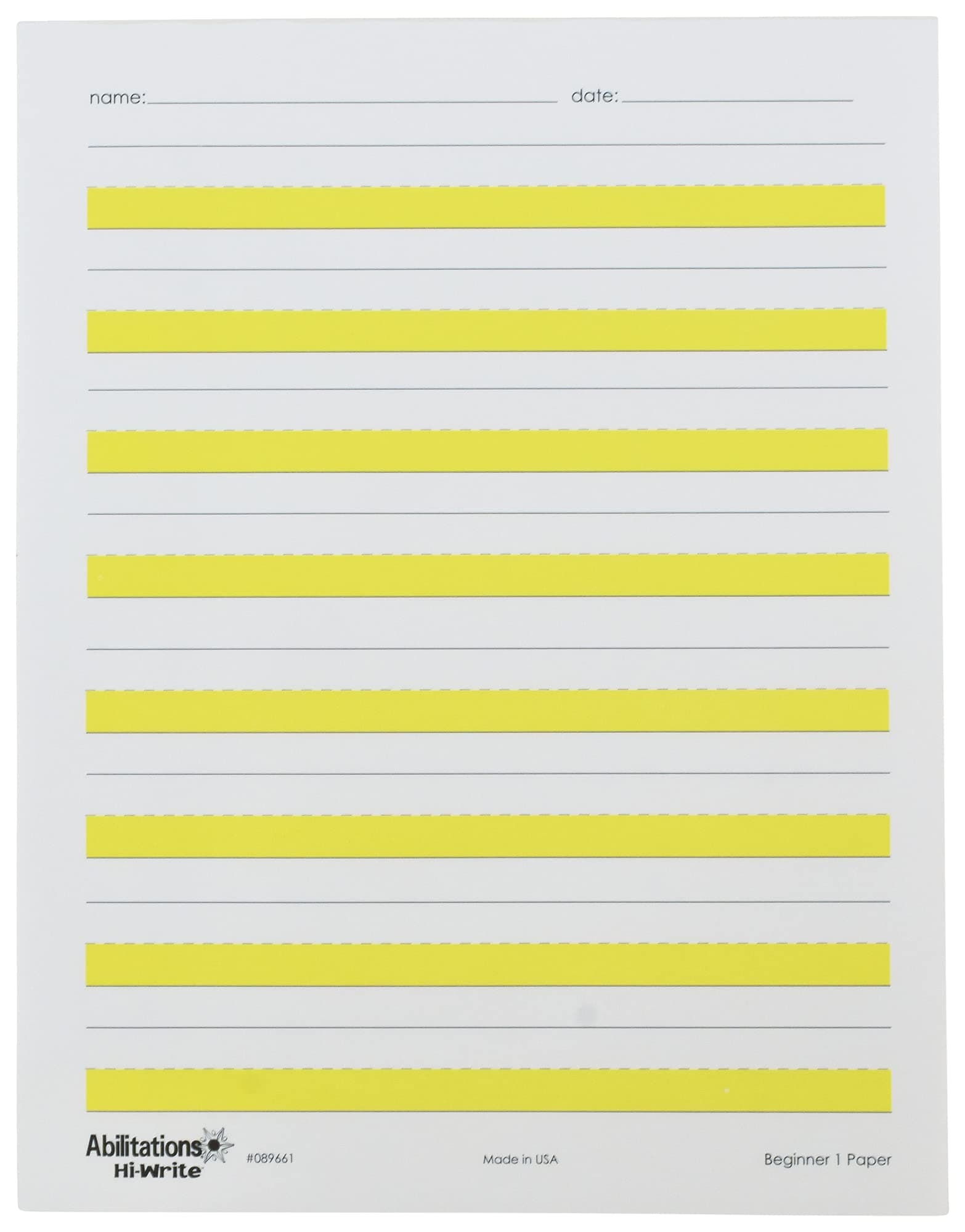 Abilitations 089661 Hi-Write Beginner Paper, Level 1, Pack of 100, Yellow/White