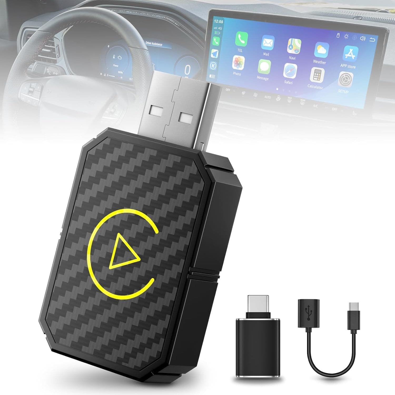 DAJILI Wireless Carplay Adapter Uk, 2 in 1 Android Auto Wireless Adapter Uk, Smart Car Box Converts Wired to Wireless for Android Auto/Carplay, Auto-Connect, Plug and Play