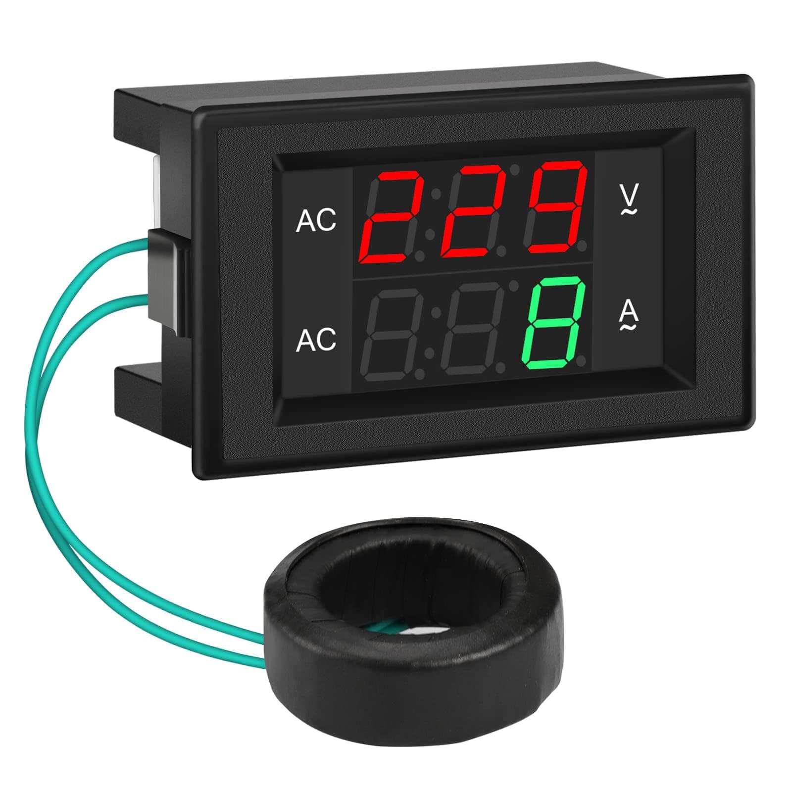 DROK AC Voltage Amp Display, Digital Voltmeter Ammeter Multimeter Panel 500V 200A Voltage Current Tester Meter, LED Display Volt Amperage Reader Gauge with Current Transformer CT