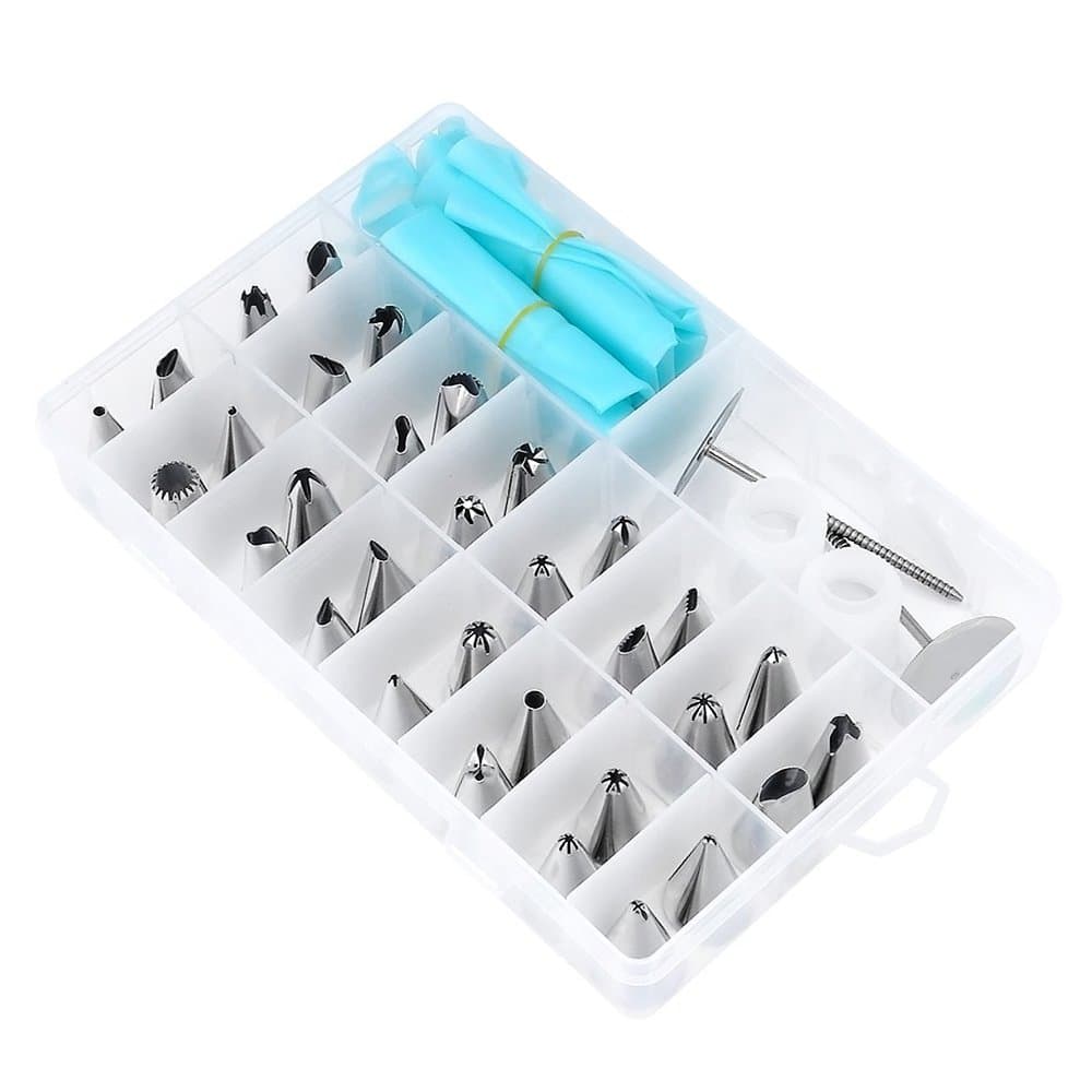 48 Pieces Russian Piping Tips | Cake Decorating Kit Set w/ 32 Stainless Steel Icing Tips, 2 Reusable Plastic Couplers, 2 Flower Nails, 2 Pastry Bags with Extra 10 Disposable Bags, Decorating Tips