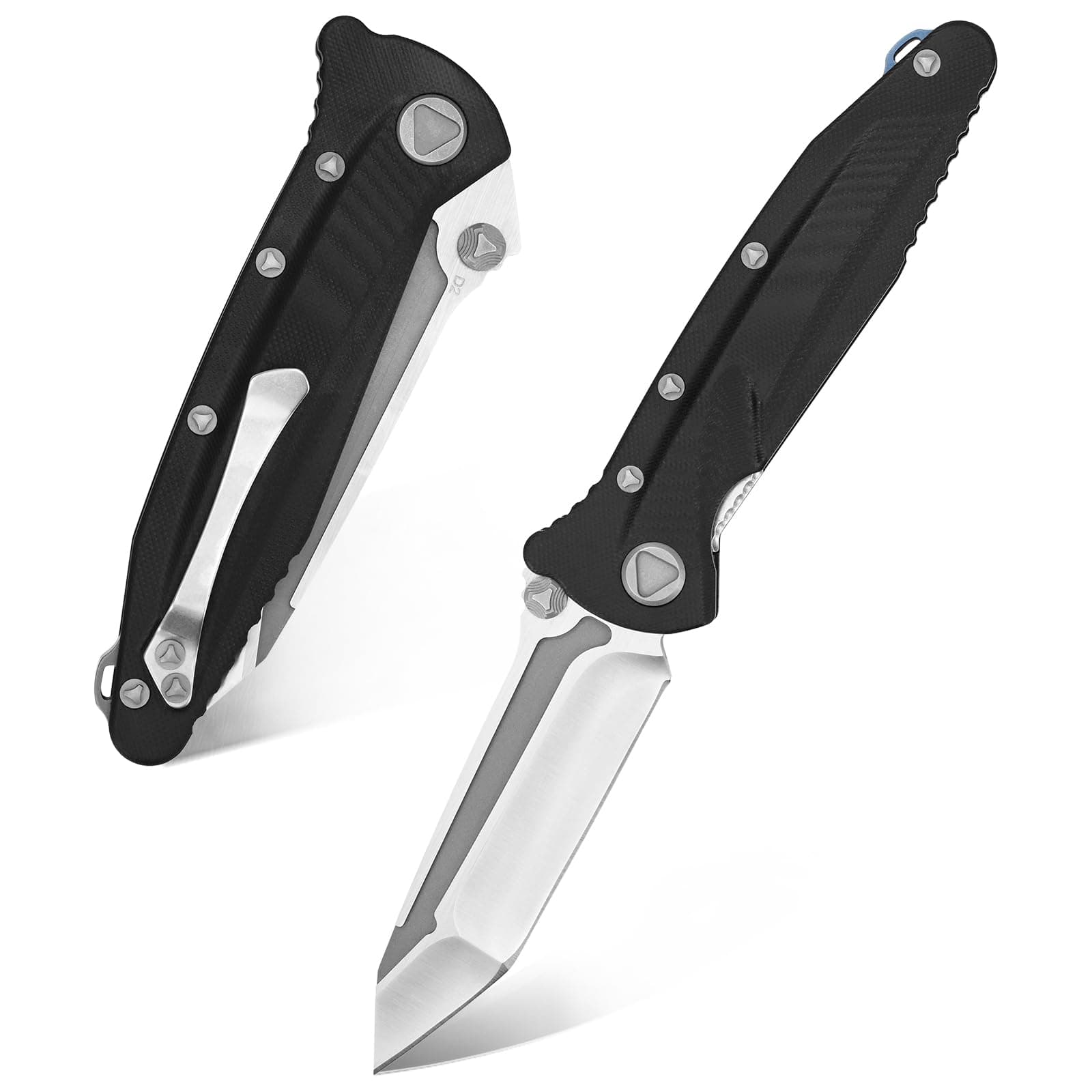 EF55 Pocket Knife Folding Knife G10 Handle D2 Steel Blade Folder EDC Tool Knifes for Working Camping with Clip(Black)