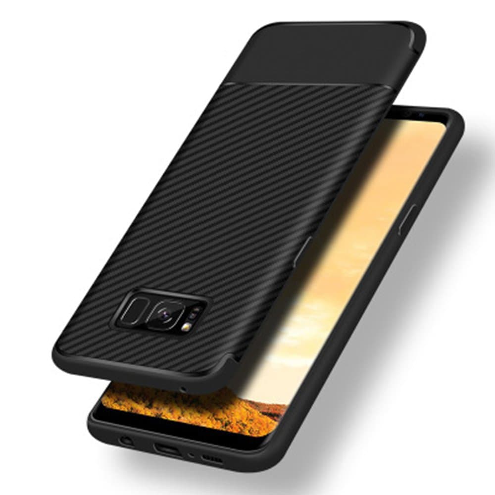 Compatible with Samsung Galaxy S8Plus Case Luxury 8s Phone Cases Gaxaly S 8 P Carbon Fiber Skin Glaxay Matte Galaxy8s Protective Cover 6.2 Inch (Black)