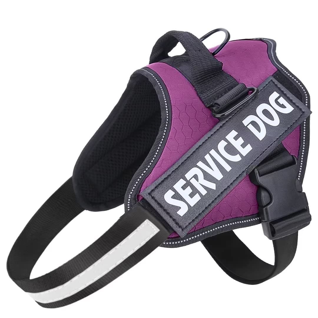BelababyBelababy Soft No Pull Dog Harness X Large, Adjustable Assistance Service Dog Vest with Safety Buckle, Reflective Breathable Outdoor Training Dog Harness（Purple）