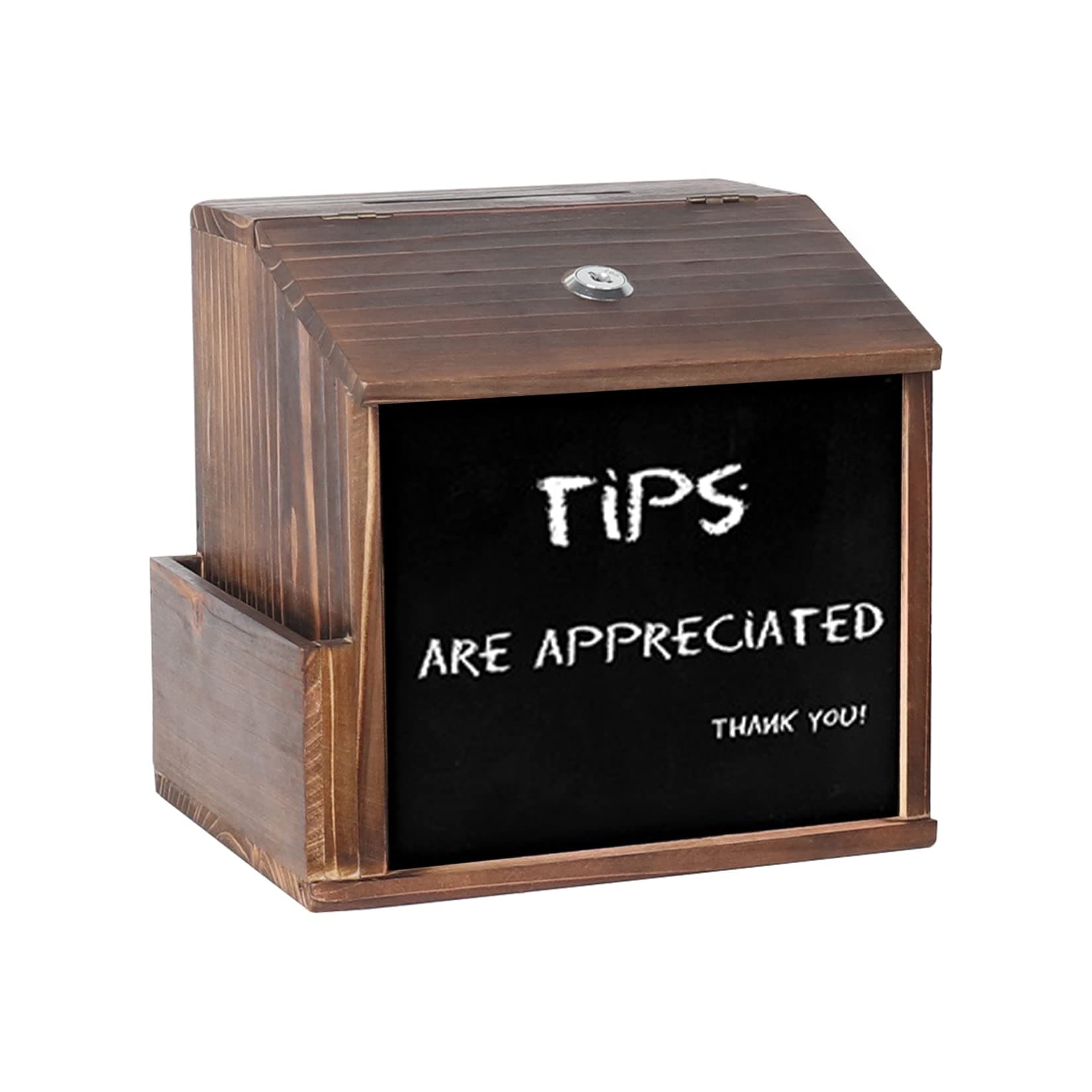 medla Wooden Suggestion Box with Lock: Wall Mount Tip box Small Donation Box with Chalkboard Surface Outdoor Mail Box Raffle Box Ballot Box Feedback Box for Office and Charity