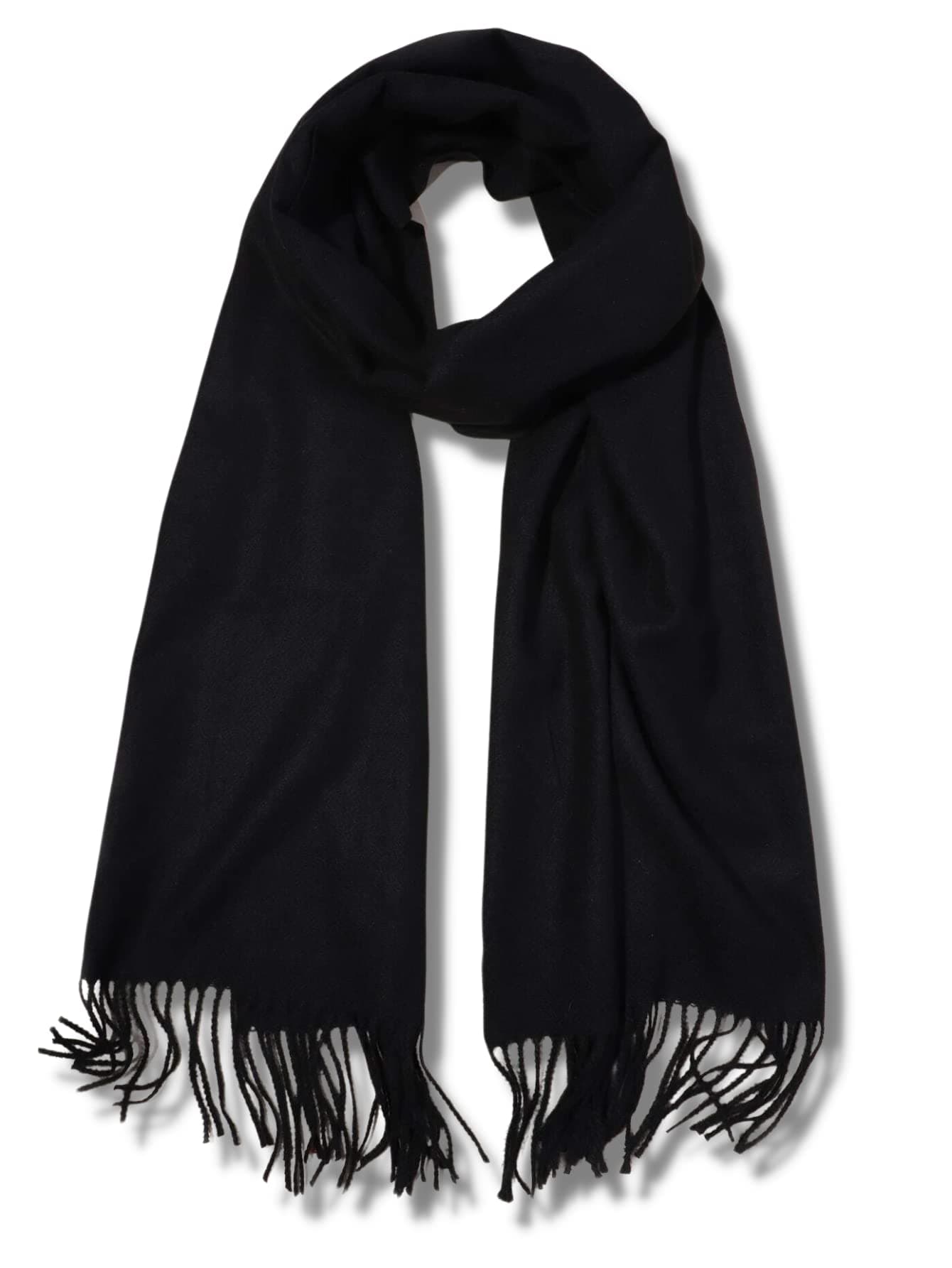 Unisex Plain Black Woollen Muffler