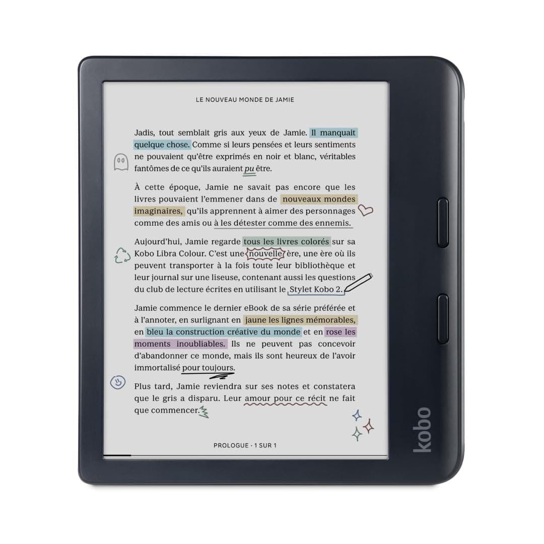 Libra Colour | eReader | 7” Glare-Free Colour E Ink Kaleido™ 3 Display | Dark Mode Option | Audiobooks | Waterproof | 32GB of Storage | Black