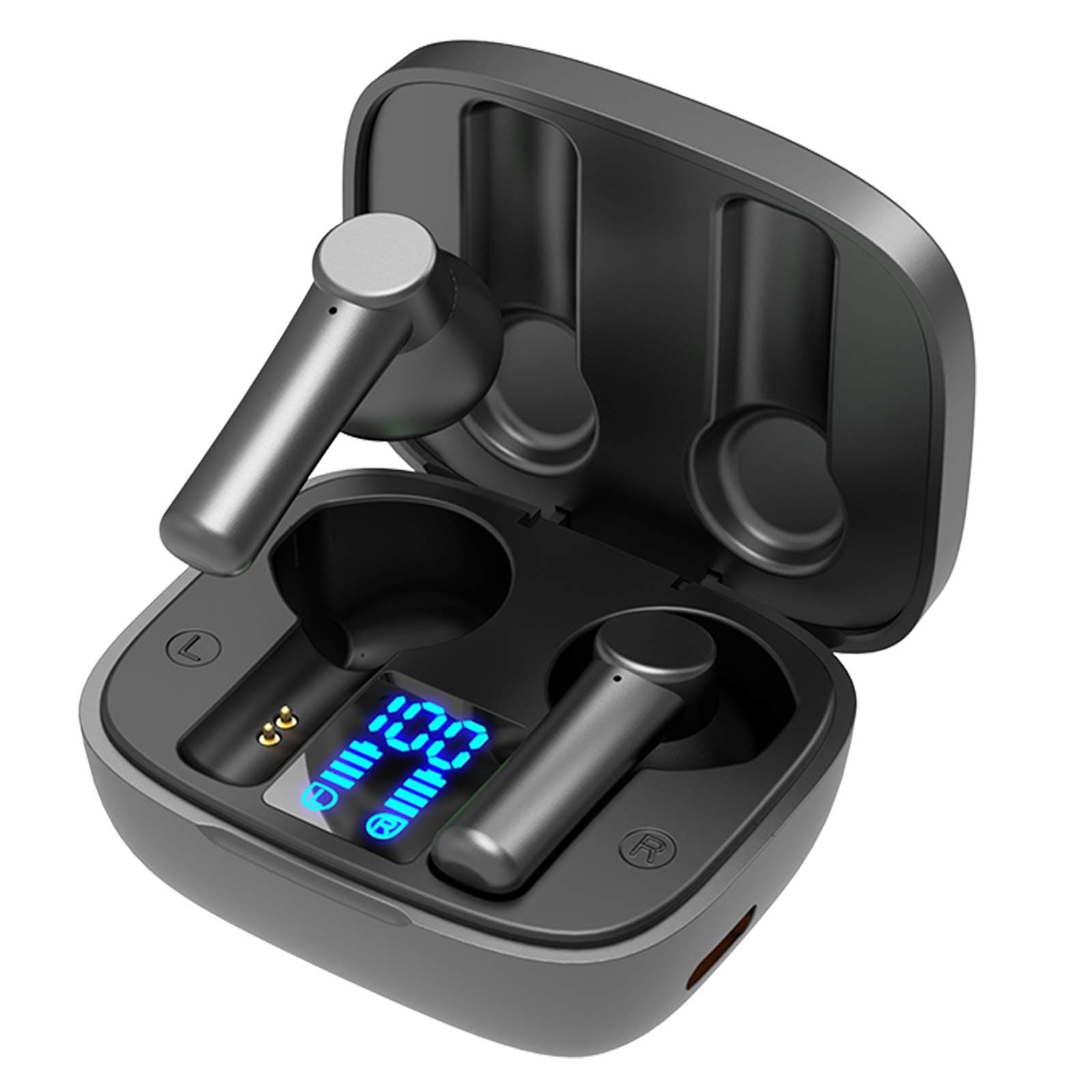 Wireless Headphones, True Wireless Earbuds with Portable Charging Case, Bluetooth Headphones with HD Stereo, Touch Control, Built-in Mic, LED Display,IP5 Waterproof, for Running Fitness (LB 19)