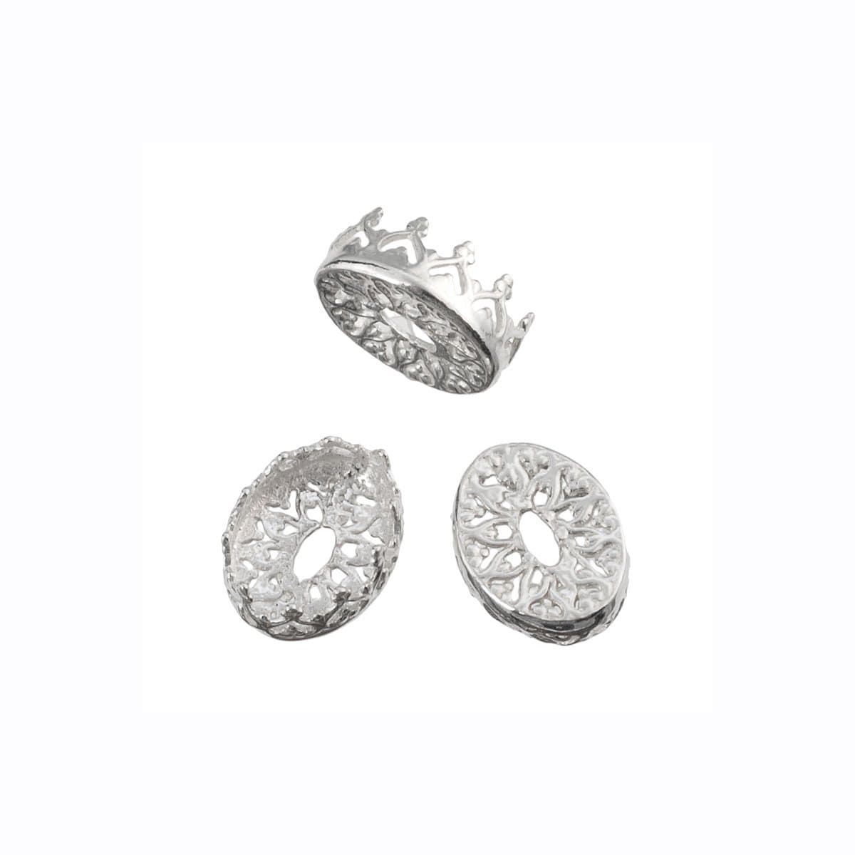 10 Pack - Oval Bezel Cup Settings 8x10 Mm Sterling Silver 925 Findings Pendant Cap 360