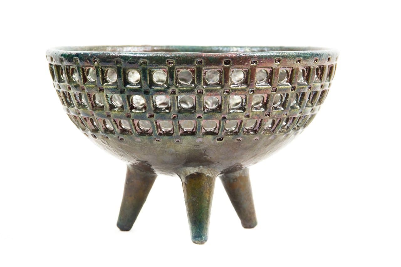 Ceramiche LIBERATI Table Centrepiece in Hand Molded Ceramic Raku,. Handmade Product.