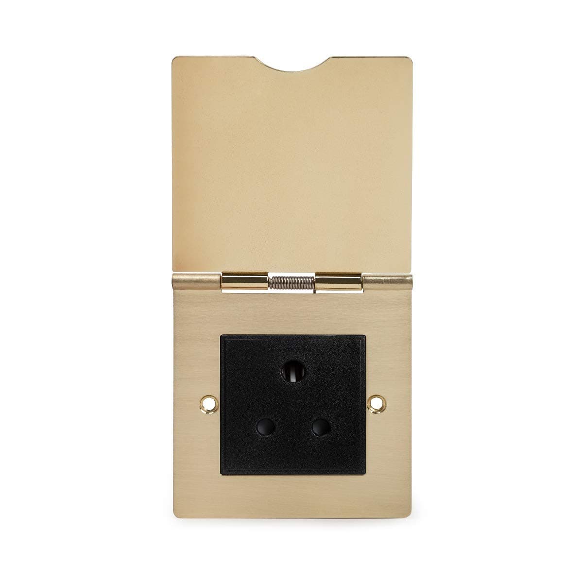 Soho Lighting Brushed Brass 5 Amp Euromod Floor Plug Socket 1 Gang Black Insert - Ideal for Home, Offices, Hotels