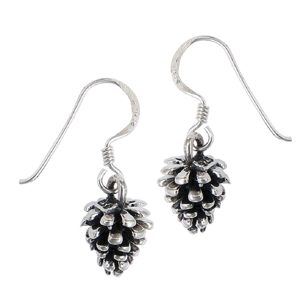 .925 Sterling Silver Nature Lover's Pine Cone Dangle Earrings