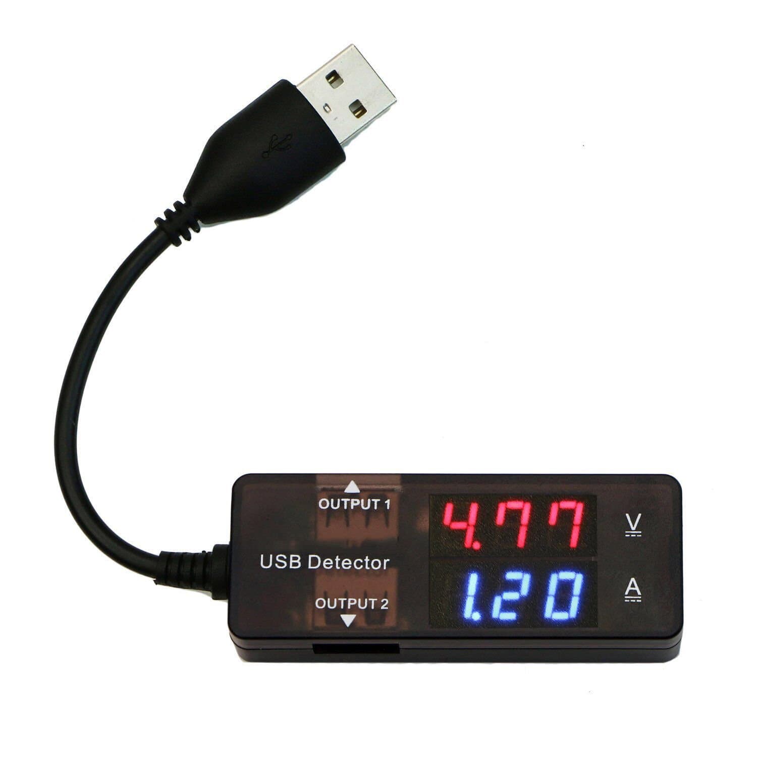USB 2.0 Digital Multi-Meter Current and Voltage Monitor/Power Meter Tester, Ammeter Voltmeter Capacitance and Watt Meter, 7 Modes Multi Tester, Dual USB Ports