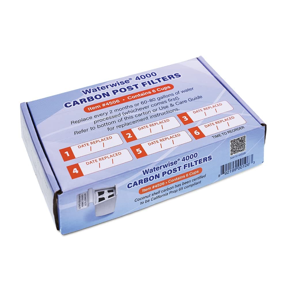 Waterwise 4000 Post Filter Replacement Cups - Six Pack (Water Wise) WW4000 Distillation Carbon Filter Cartridges (approx. 12 months supply)