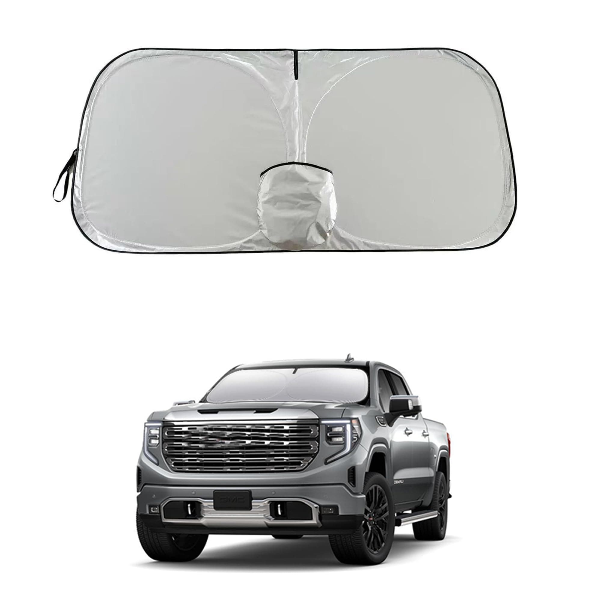 Sierra Windshield Sun Shade, Front Windshield Shade for Sun, Folding Sunshade Windshield Visor for GMC Sierra 1990-2025.