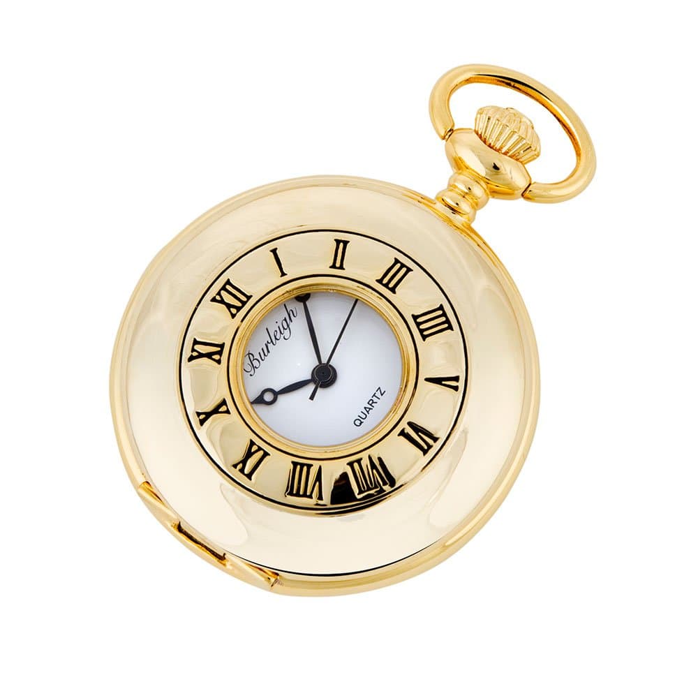 Time Pieces Burleigh Half Hunter Quartz Movement Pocket Watch