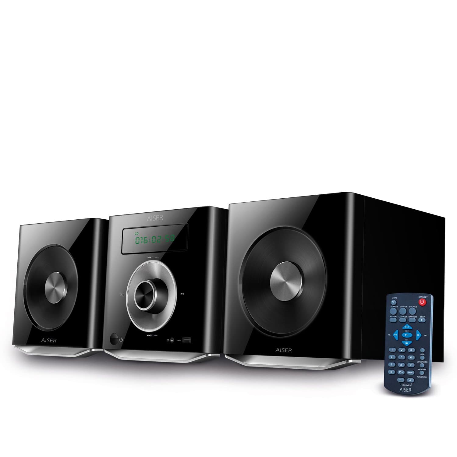 HAISER HSR 114 20 Watt RMS Stereo System with CD Player, Bluetooth, USB, FM Radio, Speakers