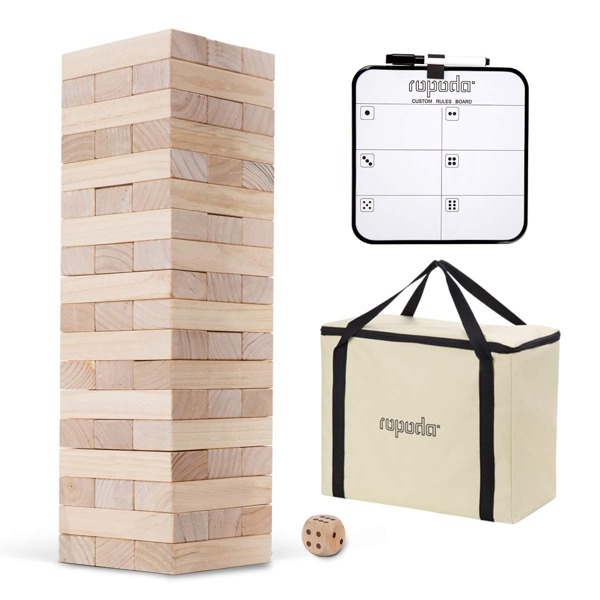 ropoda Wood Block Stack - Giant Tumbling Timbers Game |2.5 feet Tall, Grows to Over 5.5 feet |Made of Premium Pinewood|for Adult, Kids, Family Outdoor/Indoor Fun