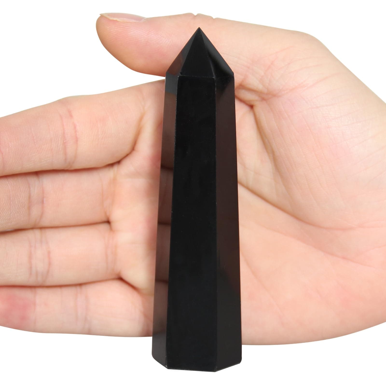 Orientrea Obsidian Crystal Wand-1 Pc 3.5"-3.9" Natural Obsidian Crystal Wands, Healing Crystal and Stones, Natural Obsidian Stone Tower, Gift Box Packaging