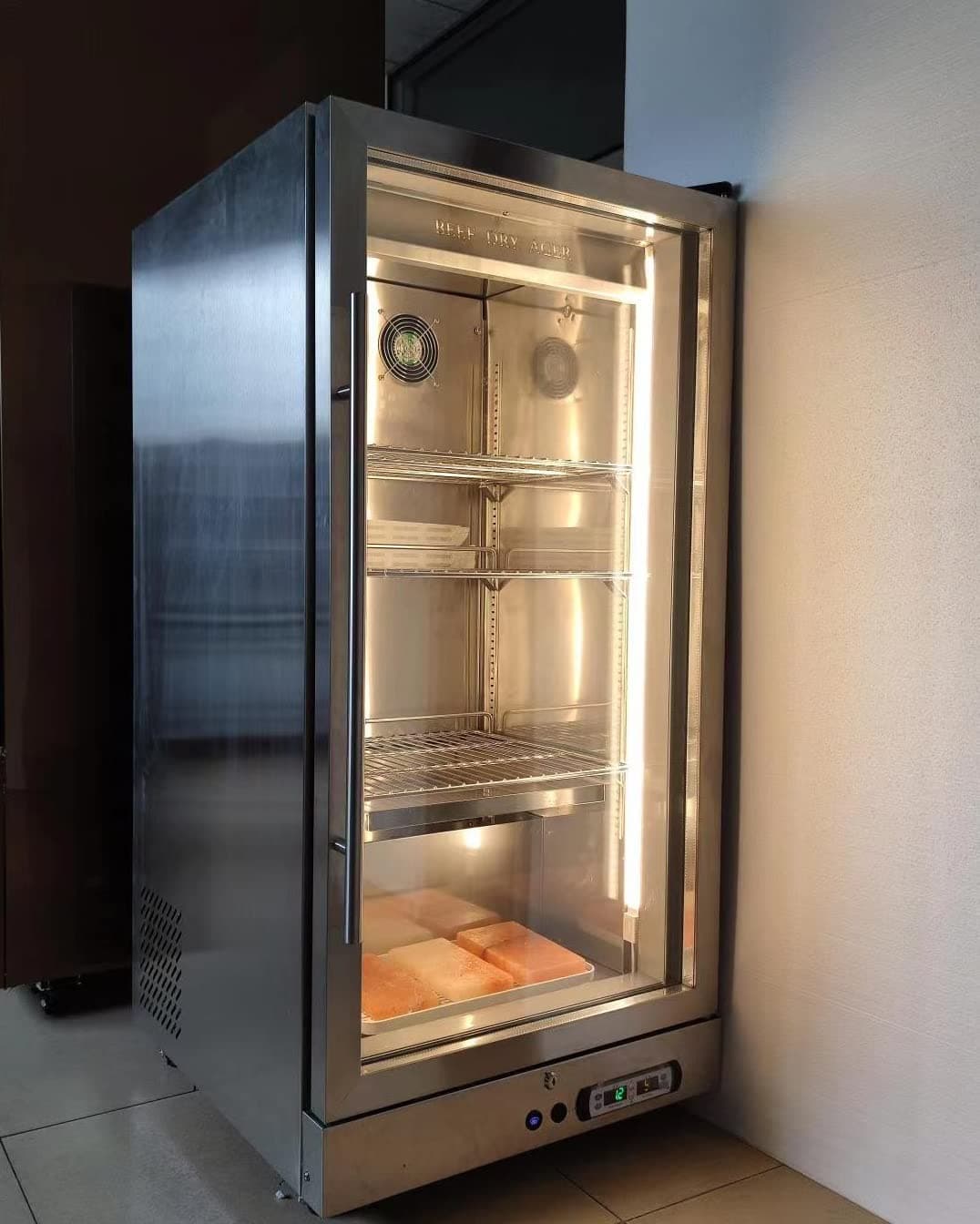 Commercial Aging Beef Showcase Freezer, Steak Aging Machine, Beef Display Showcase Freezer-268L,4 Tiers,Temperature: -5℃~ to 10℃ (23℉ to 50℉), Smart Temperature and Humidity Controller