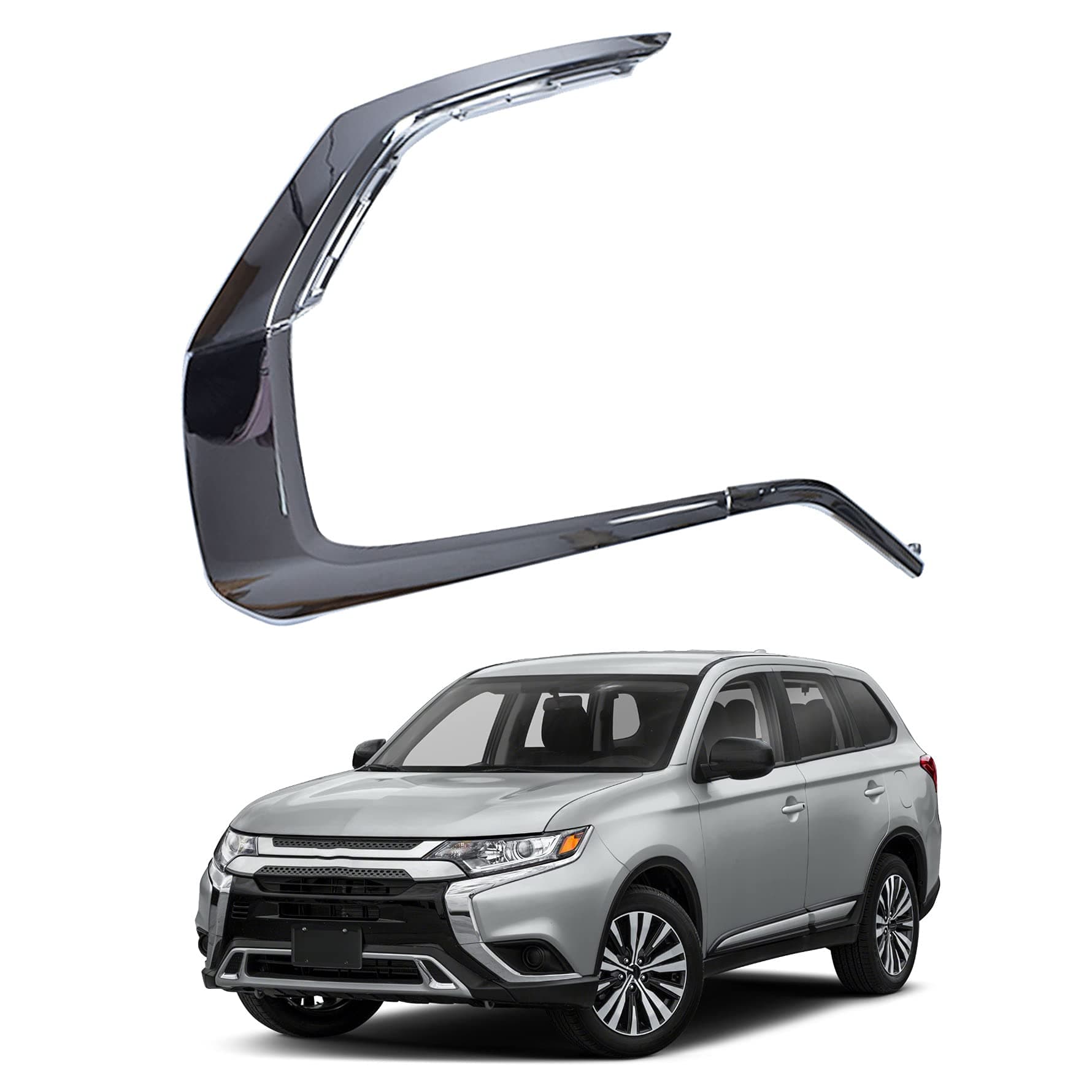 munirater Right Front Bumper Chrome Trim Molding Strip Replacement for 2016-2019 Outlander MI1047103 MI1047104