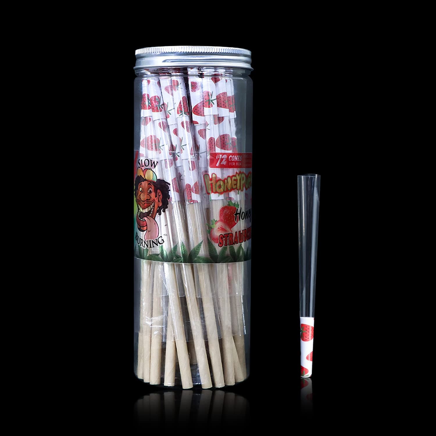 Flavored Pre Rolled Cones With 72Packs, Strawberry Clear Flavored Rolling Papers With Filter Tips, 6 Juicy Fruit Flavors (Strawberry)