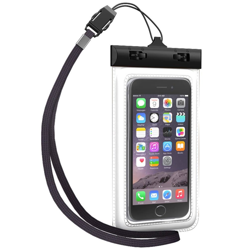 Waterproof Case for Apple iPhone 6 5S 5C 5, Samsung Galaxy S5 S4 - [White] Universal UltraBag Waterproof Pouch with Touch Responsive Front and Back Transparent Screen Protector Windows[One Year Warranty] fits any version of Apple iPhone Air 4S 4 3, iPod Touch; Samsung Galaxy Note 3 2; LG Optimus G2, G2 Mini, G Pro; All New HTC One M8,M7,M4,Mini,X/X+;Google Nexus 5 4;Droid DNA;MP3 Player(A.K.A IPX8 Certified Protective Smartphone Waterproof Life Pouch/Credit Card Waterproof Bag Case)