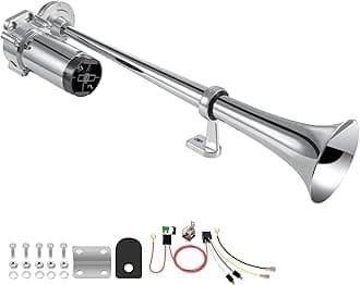 Air Horn for Truck Boats Cars 12V 150db Super Loud Truck Train Horns Kit with Air Compressor Single Trumpet car horn for Vehicles SUV Train Pickup