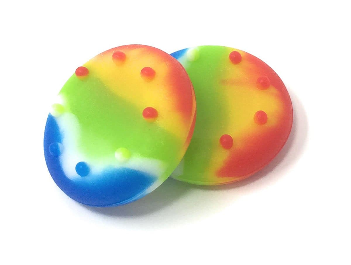 [1 Pair] Rainbow Thumb Grips - Suitable for PS4 - PS3 - XBOX 1 - XBOX 360 Controller Rubber Thumbstick Stick Grip Pads