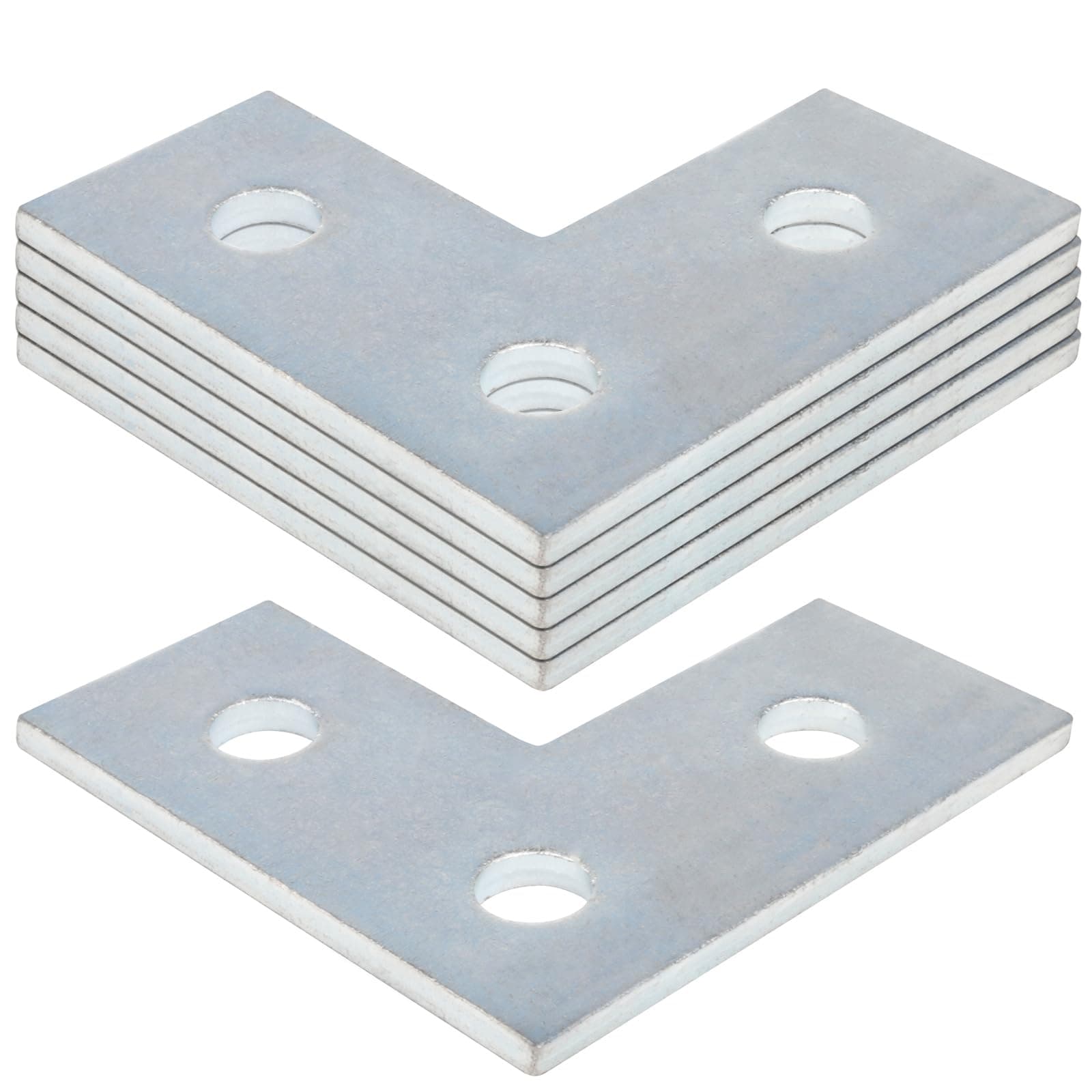 heneng 6 Pcs L Shaped Connector Bracket for 1-5/8" Strut Channel, 3 Hole Flat Plate Fitting, 3/16" Thick