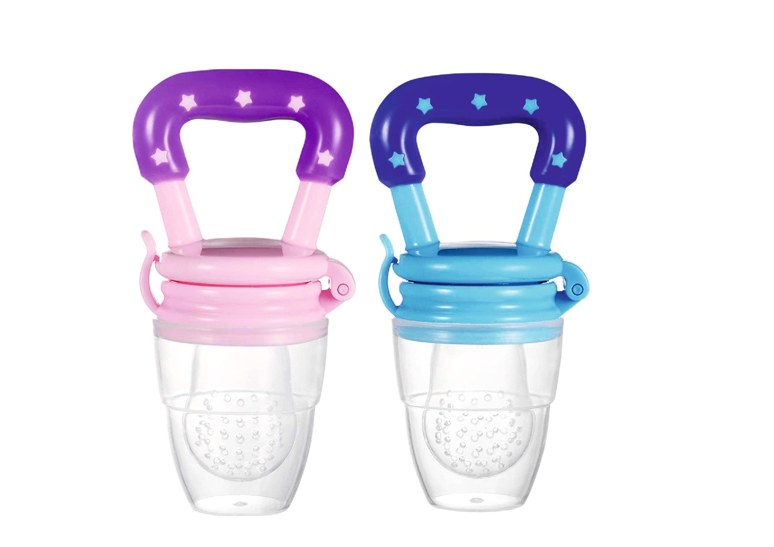 Baby Food Feeder Pacifier, Silicone Fruit Feeder Teethers for Babies, Teether for New Born, BPA-Free Silicone Pouches (Multi Color Pack of 2)