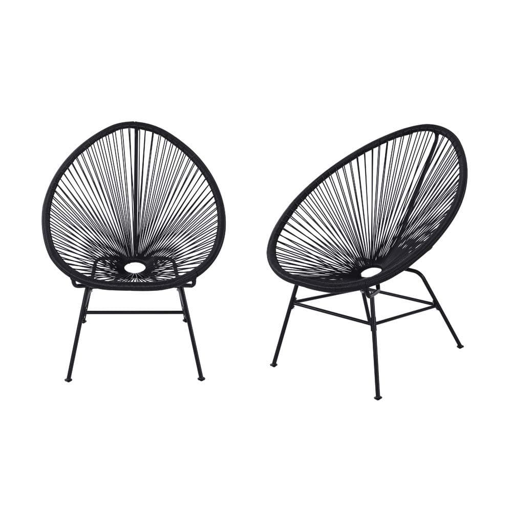 Beach Pool Chaise Lounge Chair with 5 Position Adjustable Back Outdoor Modern Patio Furniture (White) (Black)