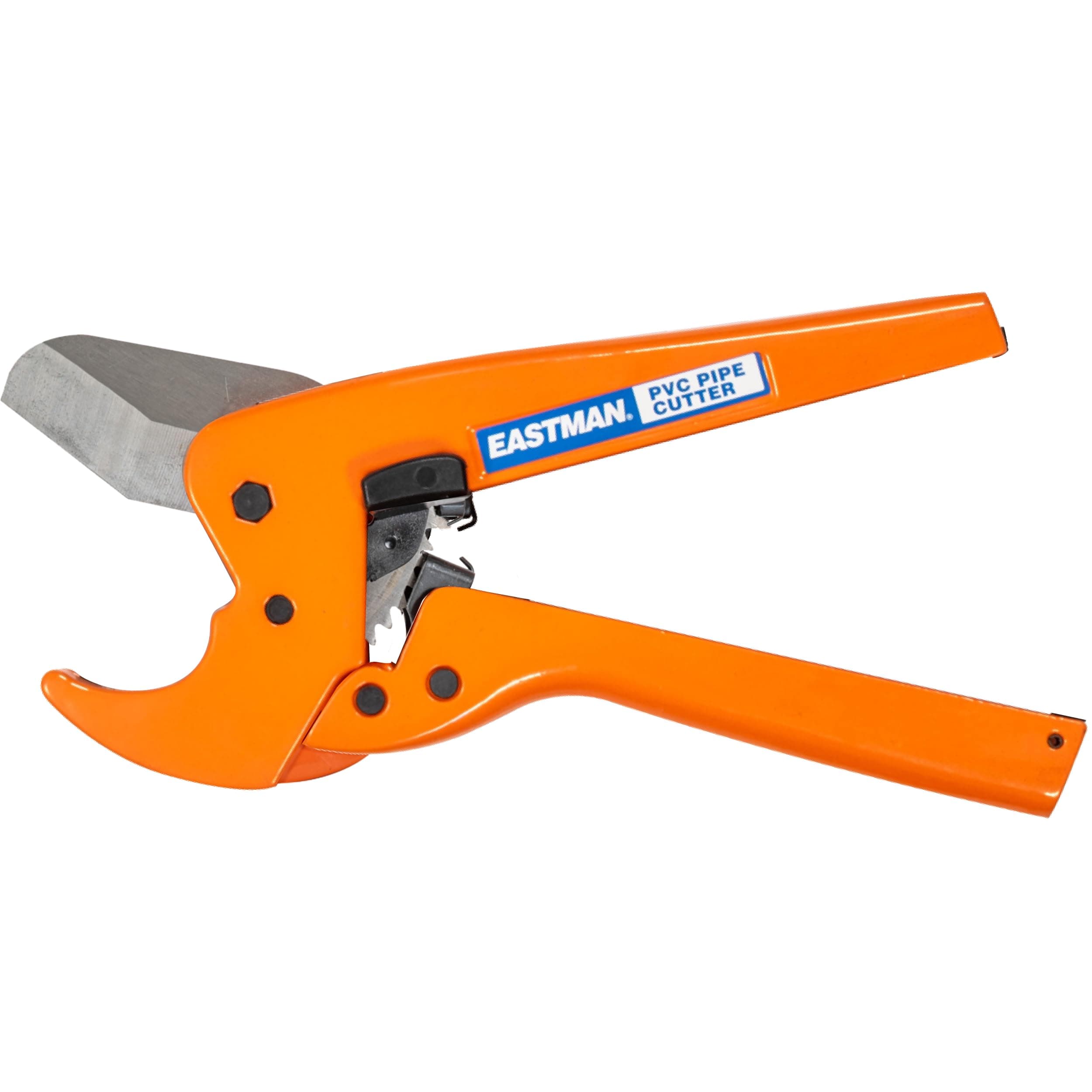 Eastman Heavy Duty PVC Pipe Cutter with Push-Button and Spring-Release Blade, Cuts 1/2 to 1-1/14 Inch Pipe, Professional Tool for PVC, PEX, CPVC, and PE Pipes, Orange, 45132
