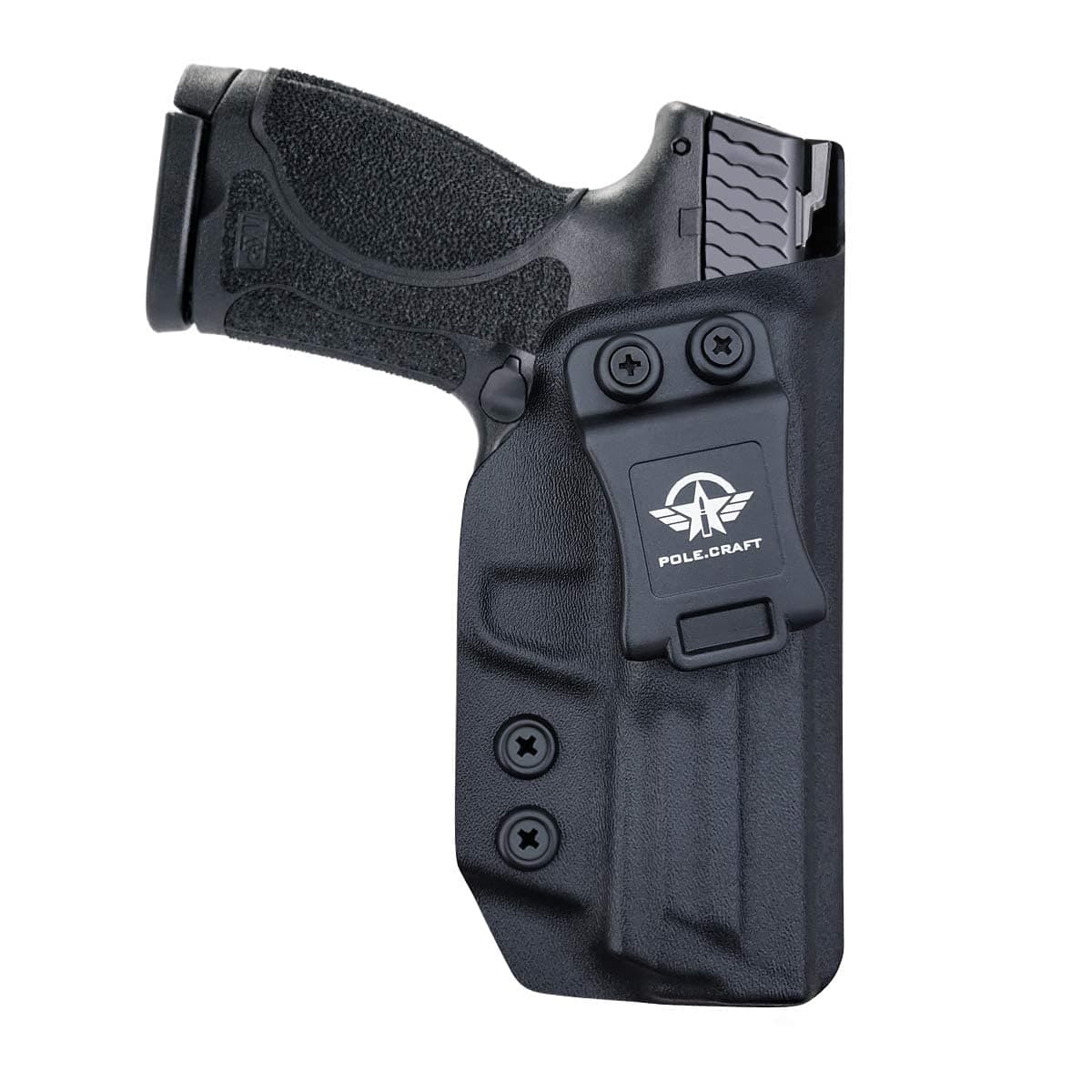 POLE.CRAFT M&P 2.0 Holster IWB Kydex Holster Fit: Smith & Wesson M&P 9mm M2.0 4"/4.25" Pistol with Thumb Safety - Inside Waistband Concealed - Cover Mag-Button - Widened Entrance - No Wear, No Jitter