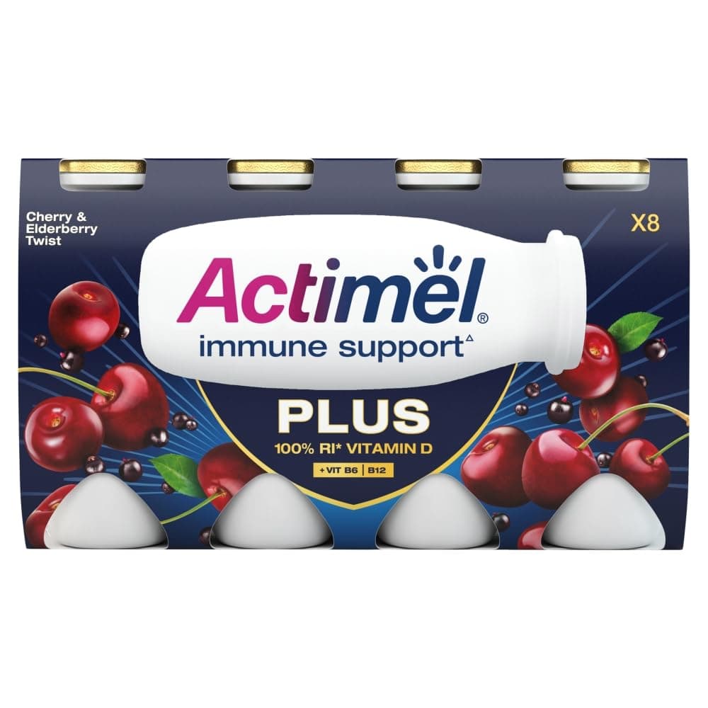 Actimel Plus Cherry & Elderberry Yoghurt Drink, 8x100ml