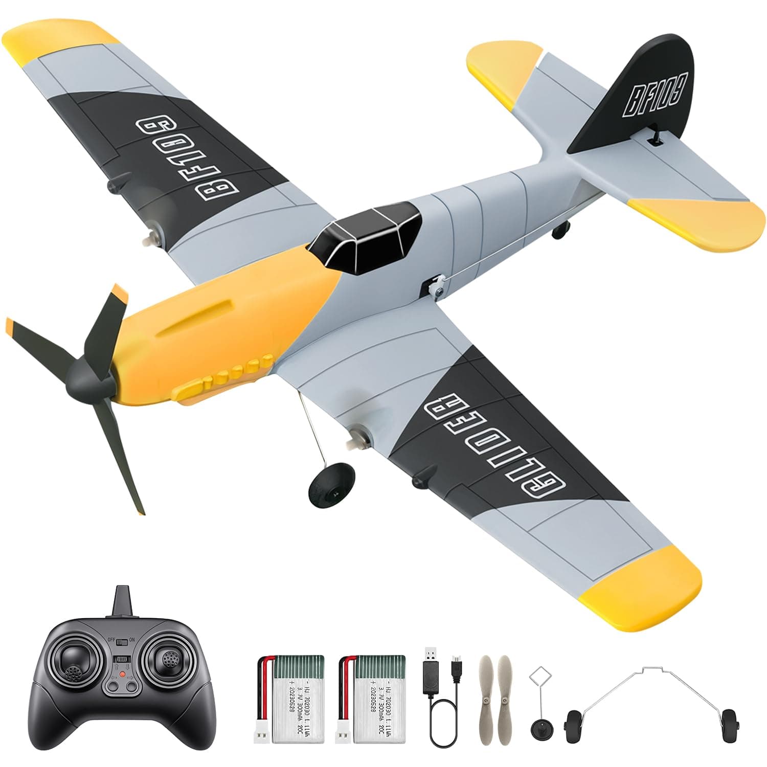 3 Channel RC Plane BF-109, Remote Control Airplane Ready to Fly, 2.4GHz 6-axis Gyro Stabilizer, Easy to Fly for Kids & Beginners