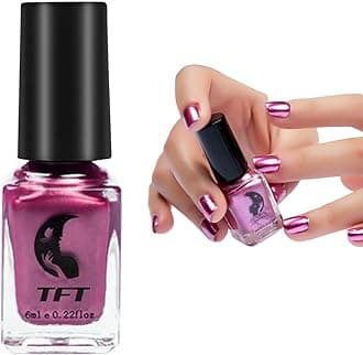 Metal Nail Polish Mirror Nail Varnish,Quick Drying Metallic Effect Nail Art Polish, Silver Plating Metallic Nail Polish No UV Needed, Magic Mirror Gel Nail Polish For Chrome Nail (6-Magenta)