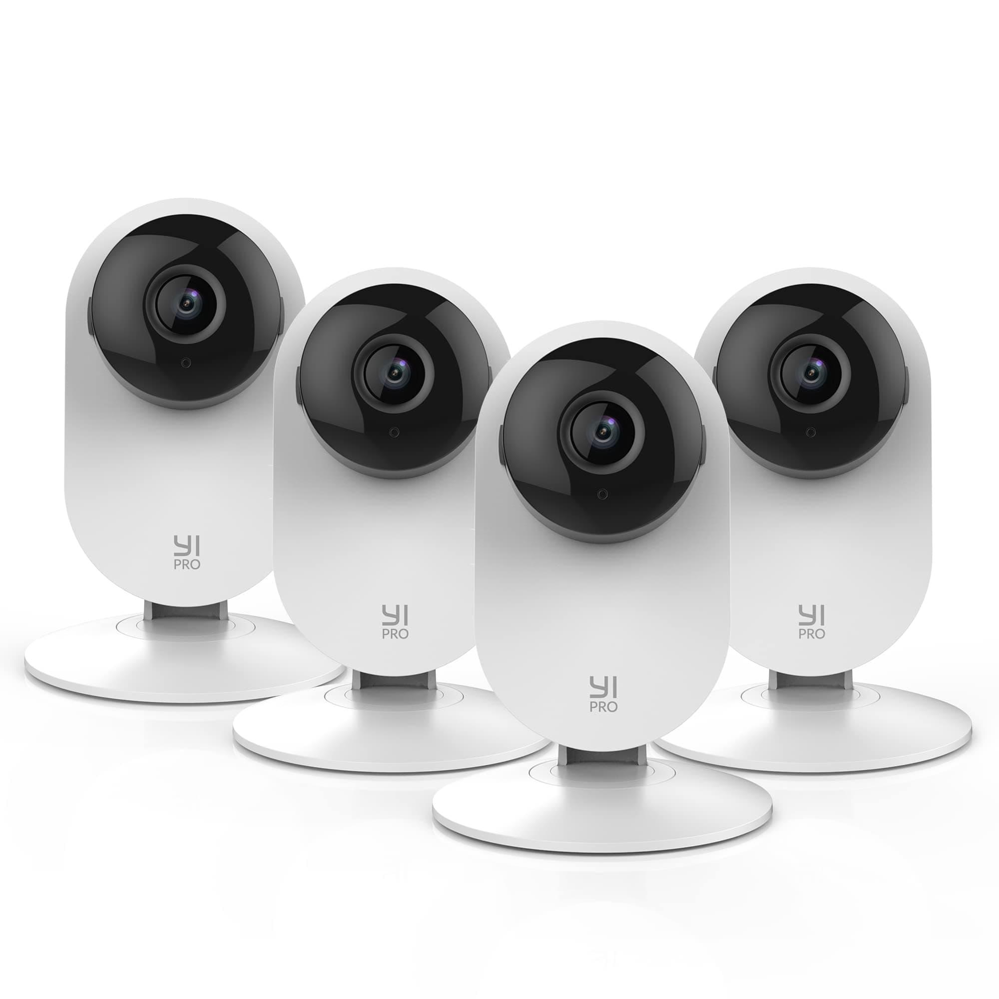 YI Pro 2K 4PC Home Security Camera, 2.4Ghz Wired Indoor Camera with Person, Vehicle, Animal Smart Detection, Phone App, Compatible with Alexa and Google Assistant